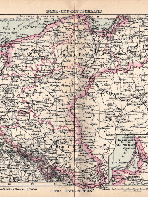 Detailed map of North-East Germany from 1897, showing towns, roads, and geographical features.