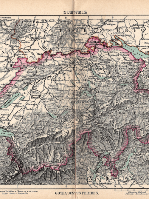 Old map of North-East Germany from 1897 highlighting geographical features and boundaries.
