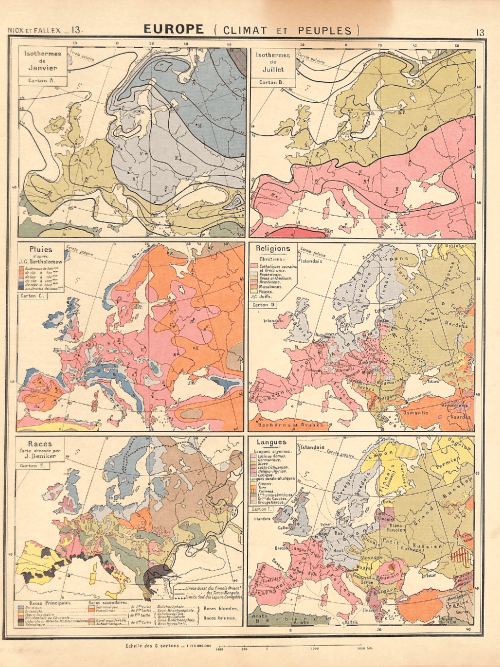 Detailed map illustrating Europe's climate zones and demographic distribution.