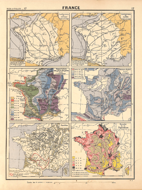 France climate and population map for geographic and demographic insights.