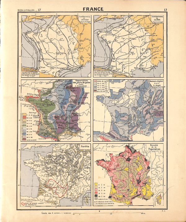 France climate and population map for geographic and demographic insights.
