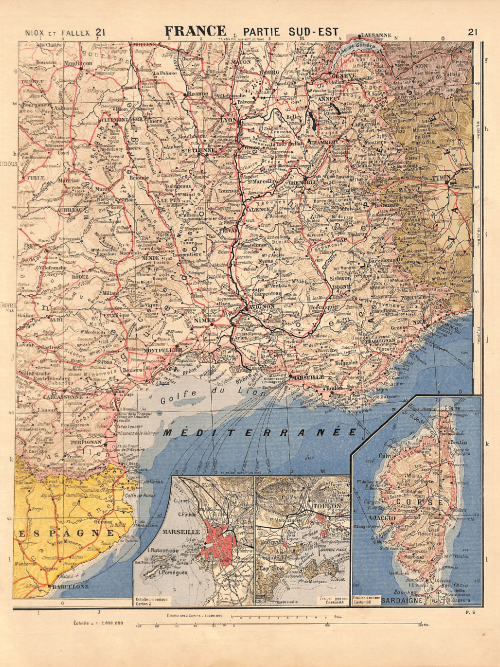 Detailed map of southeastern France with regional features and cities.
