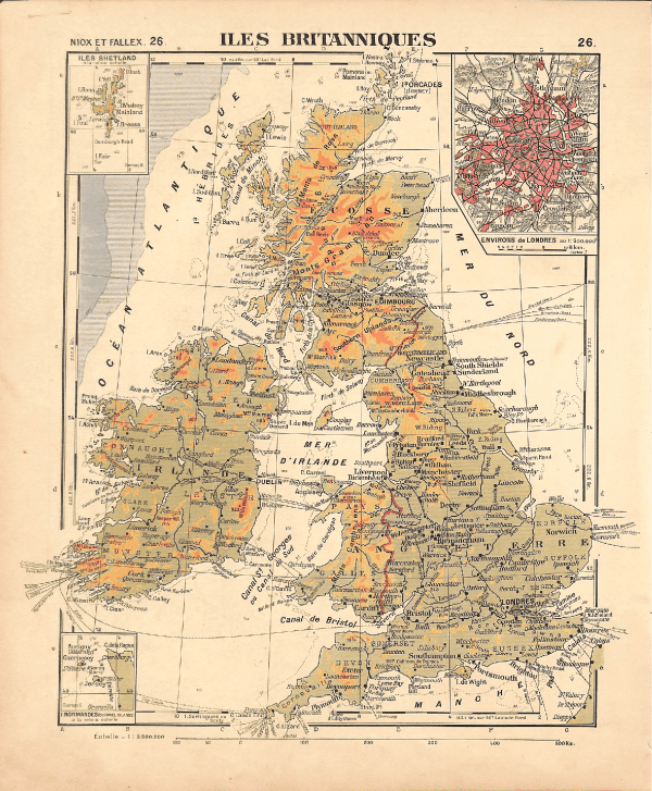 Detailed topographical map of the British Isles highlighting elevation and terrain features.
