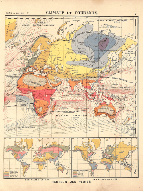 Detailed map of global climates and ocean currents from Mistward Maps.